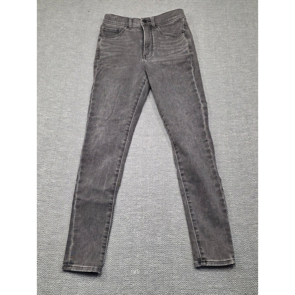 Express Skinny High Rise Jeans Womens 4R Faded‎ Black Dark Grey Stretch Denim